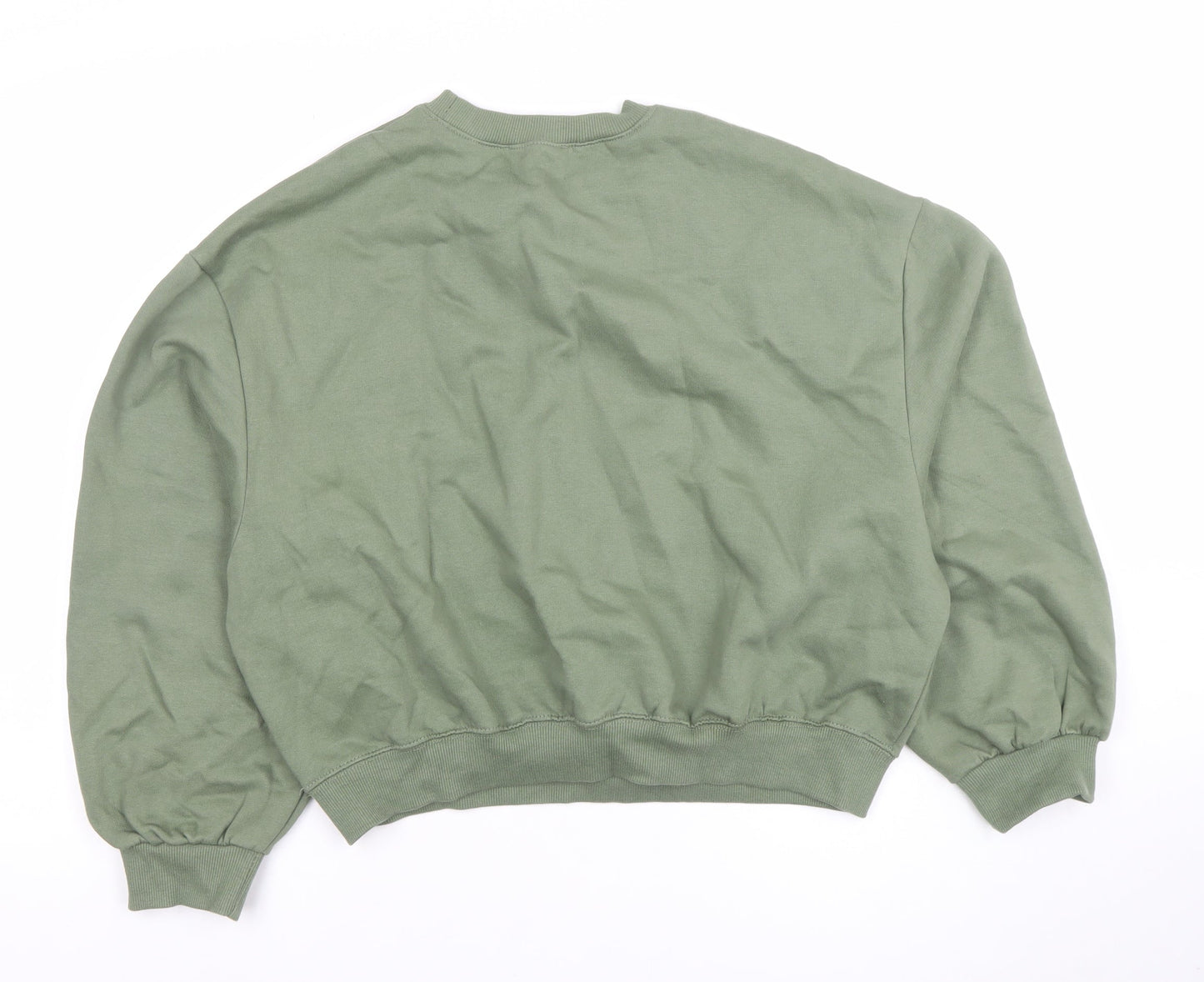 ZARA Womens Green Crew Neck Pullover Sweatshirt Size 8 Cotton Blend