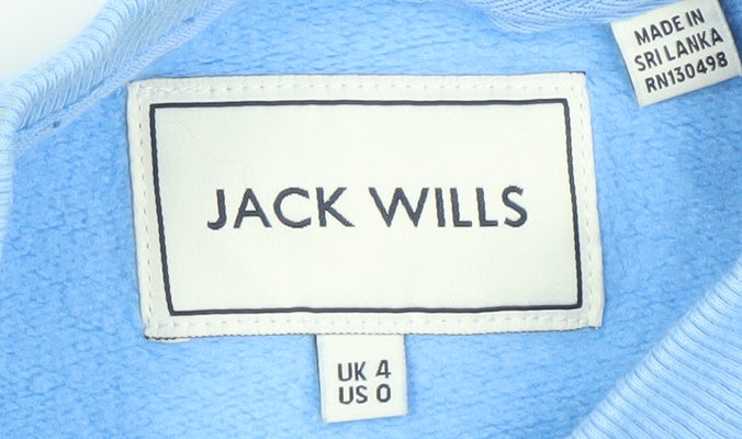 Womens UK 4 Regular Jack Wills Blue Pullover Sweatshirt