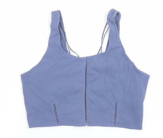 Nike Women Blue Dri-FIT Cropped Tank Top L Lightweight Stretch Gym