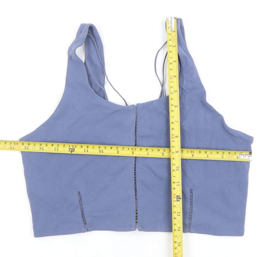 Nike Women Blue Dri-FIT Cropped Tank Top L Lightweight Stretch Gym