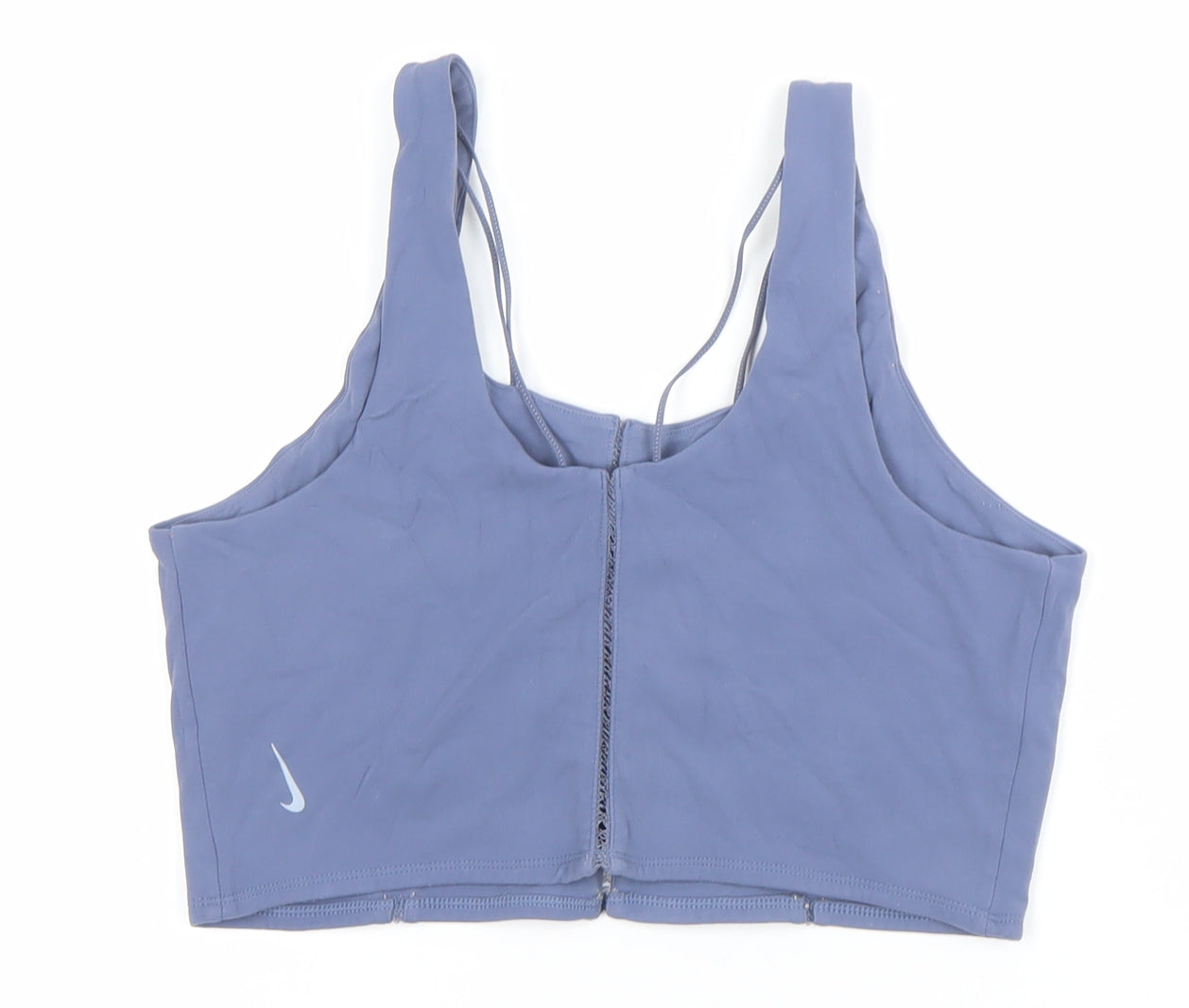 Nike Women Blue Dri-FIT Cropped Tank Top L Lightweight Stretch Gym