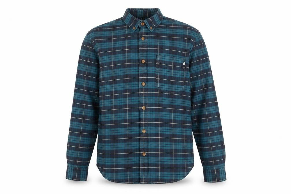 Farah Men's Blue Check Long Sleeve Regular Fit Cotton Shirt M