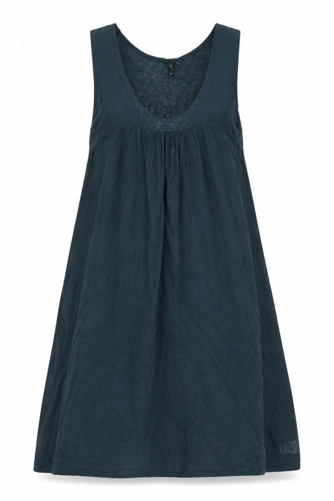 Topshop Women’s Blue Linen Blend Sleeveless A-Line Dress Size 10