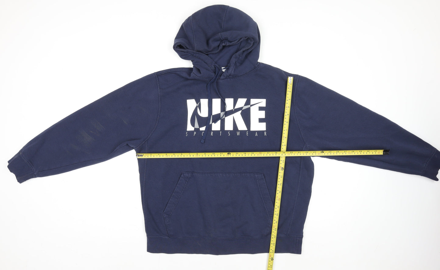 Nike Men’s Blue Pullover Hoodie L Cotton Sportswear Logo