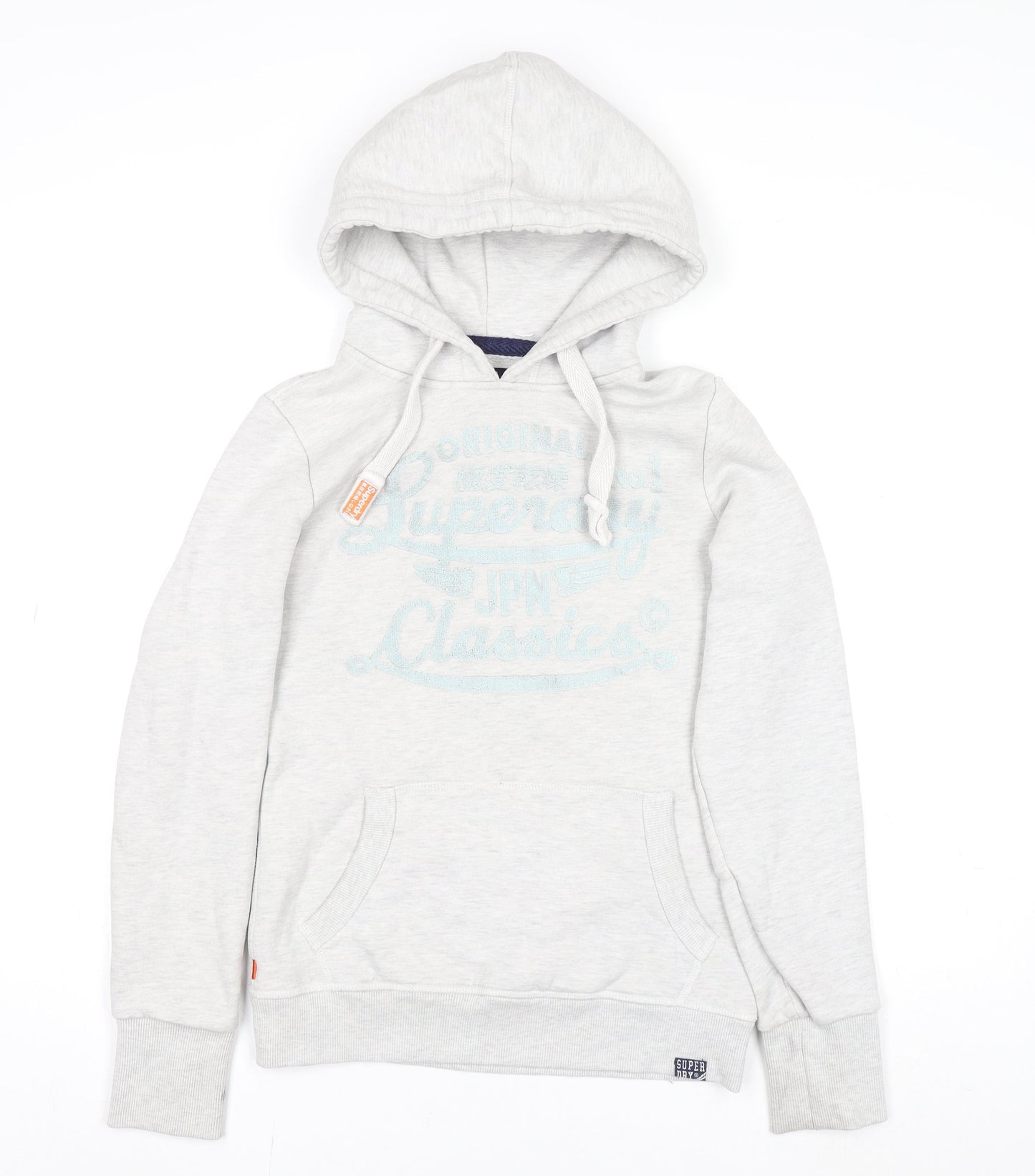 Superdry Womens Grey Pullover Hoodie Small Fleece Lined Casual Sweatshirt