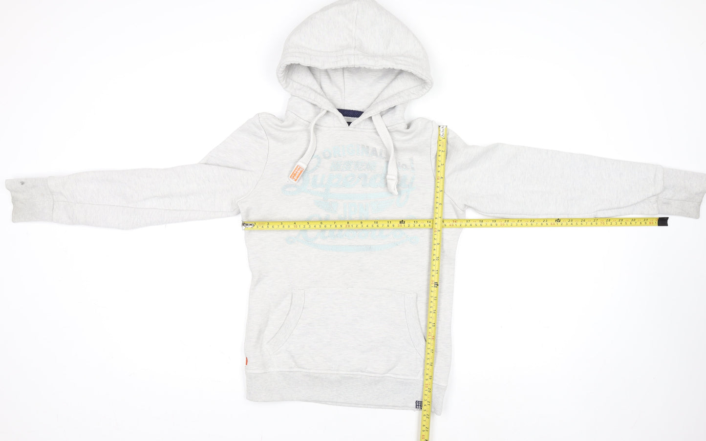 Superdry Womens Grey Pullover Hoodie Small Fleece Lined Casual Sweatshirt