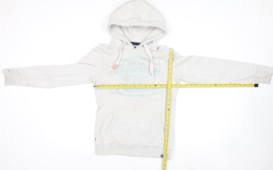Superdry Womens Grey Pullover Hoodie Small Fleece Lined Casual Sweatshirt