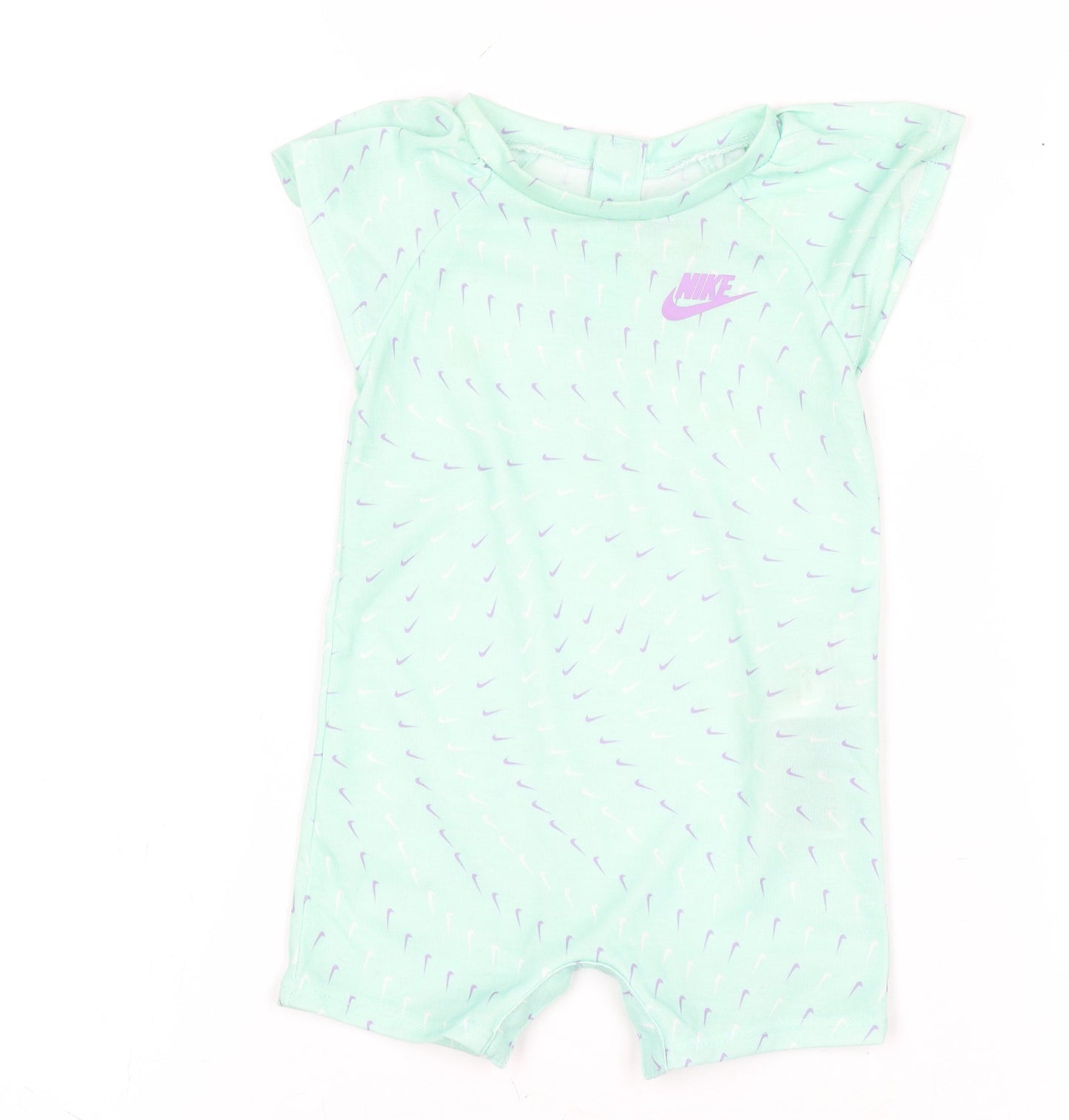 Nike Unisex Baby Green Romper 6-9 Months Lightweight Logo Summer Playsuit