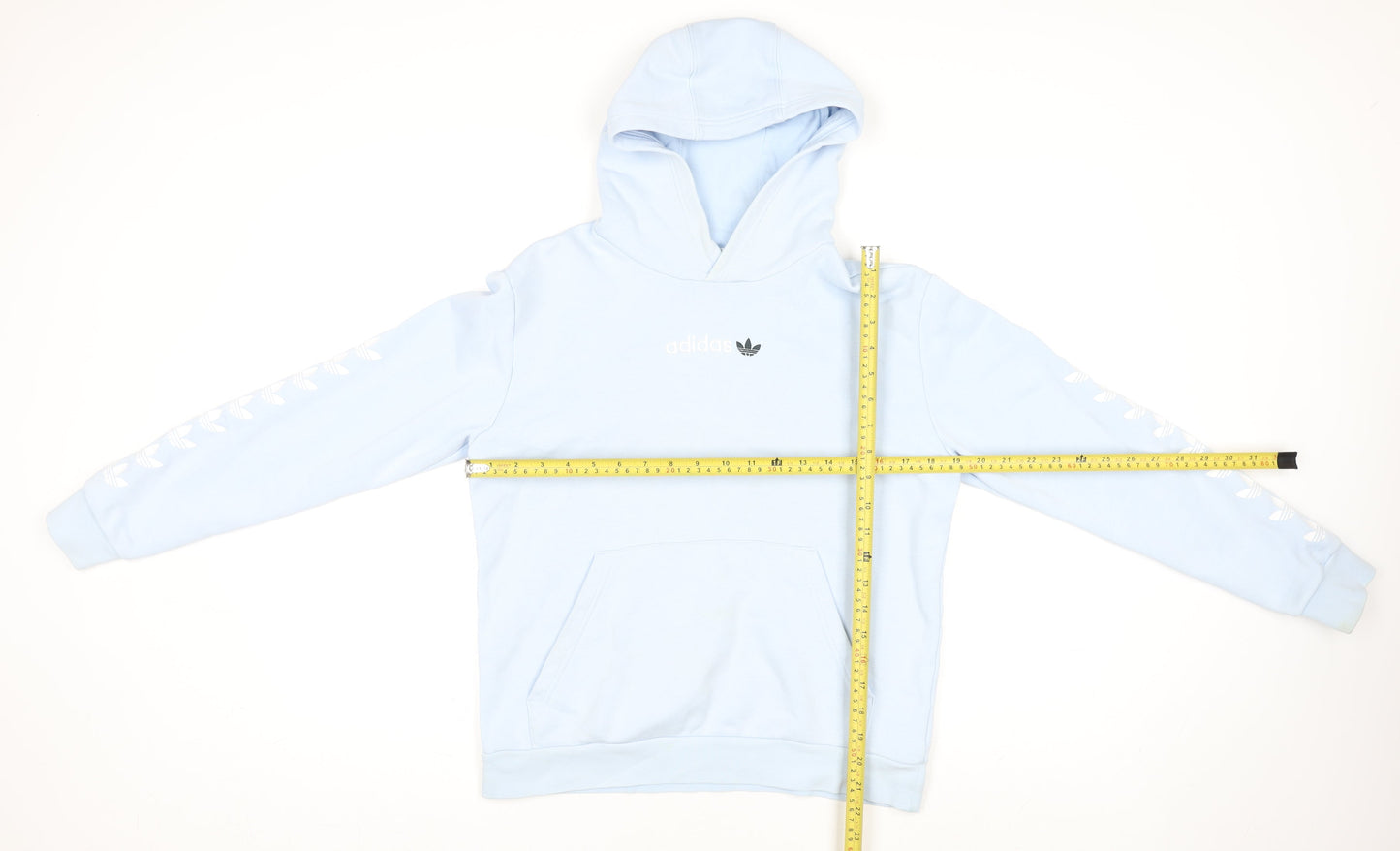 adidas Girls Blue Pullover Hoodie 13-14 Years Logo Graphic Cotton Blend