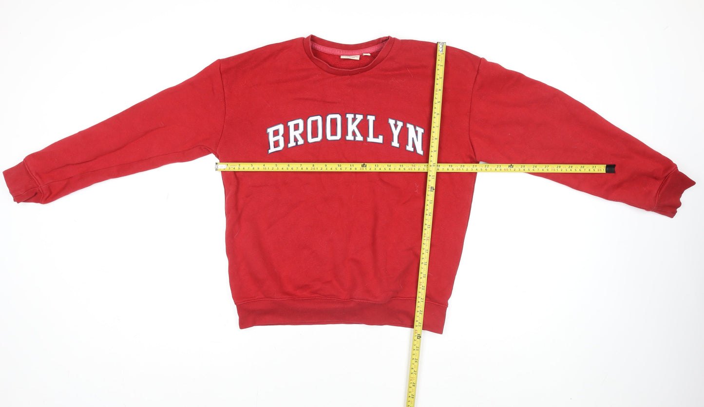 Emily & Me London Women's Red Brooklyn Sweatshirt Size S Classic Fit