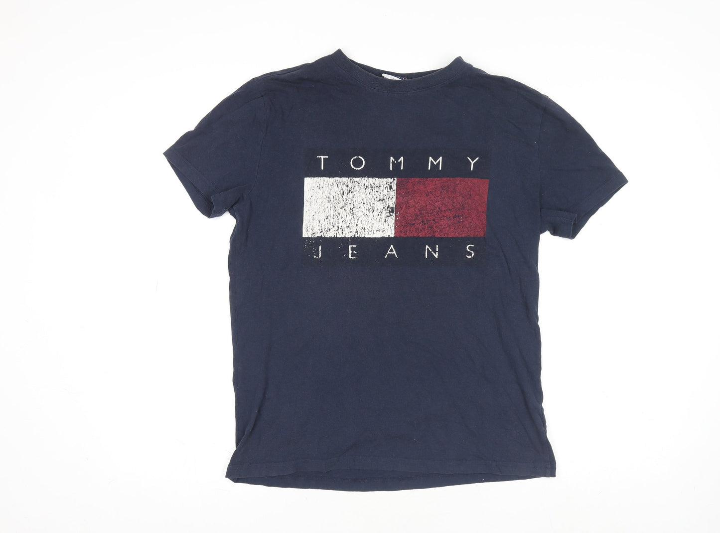 Tommy Jeans Men's Blue Small Logo Graphic Cotton T-Shirt