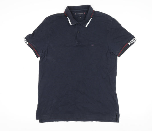 Tommy Hilfiger Men's Blue Slim Fit Polo Shirt L Short Sleeve