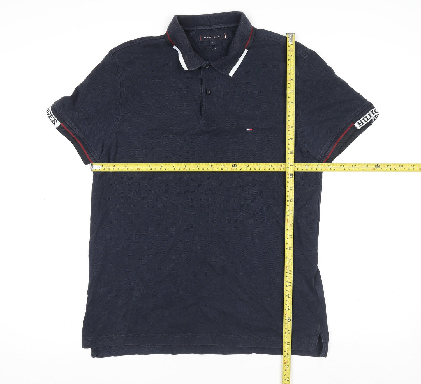 Tommy Hilfiger Men's Blue Slim Fit Polo Shirt L Short Sleeve