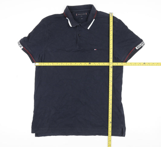 Tommy Hilfiger Men's Blue Slim Fit Polo Shirt L Short Sleeve