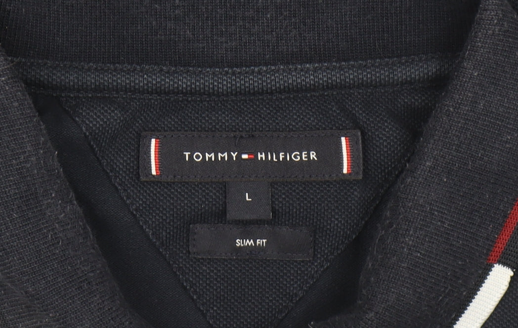 Tommy Hilfiger Men's Blue Slim Fit Polo Shirt L Short Sleeve
