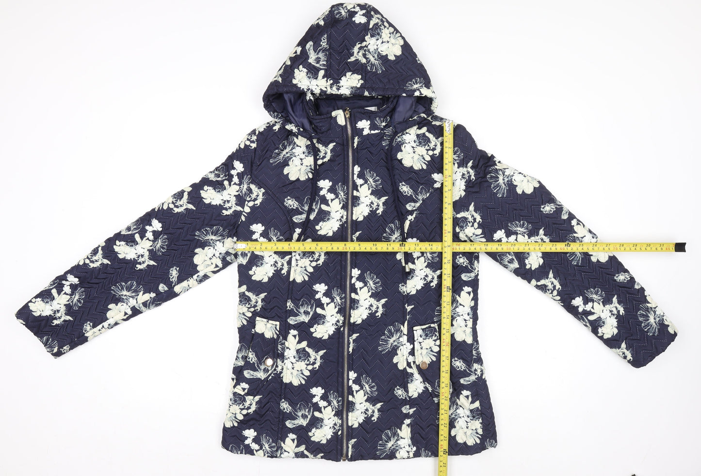 Gerard Women Blue Floral Hooded Puffer Jacket S