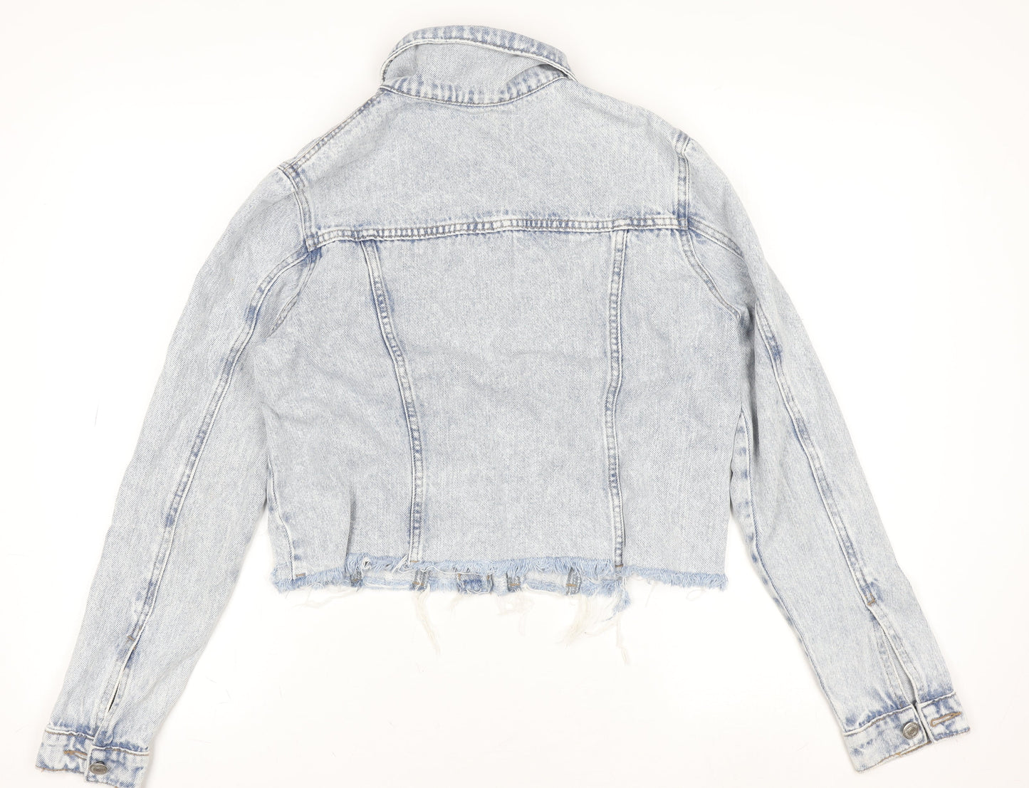 Clube Jeans Womens Blue Cropped Distressed Denim Jacket Size S