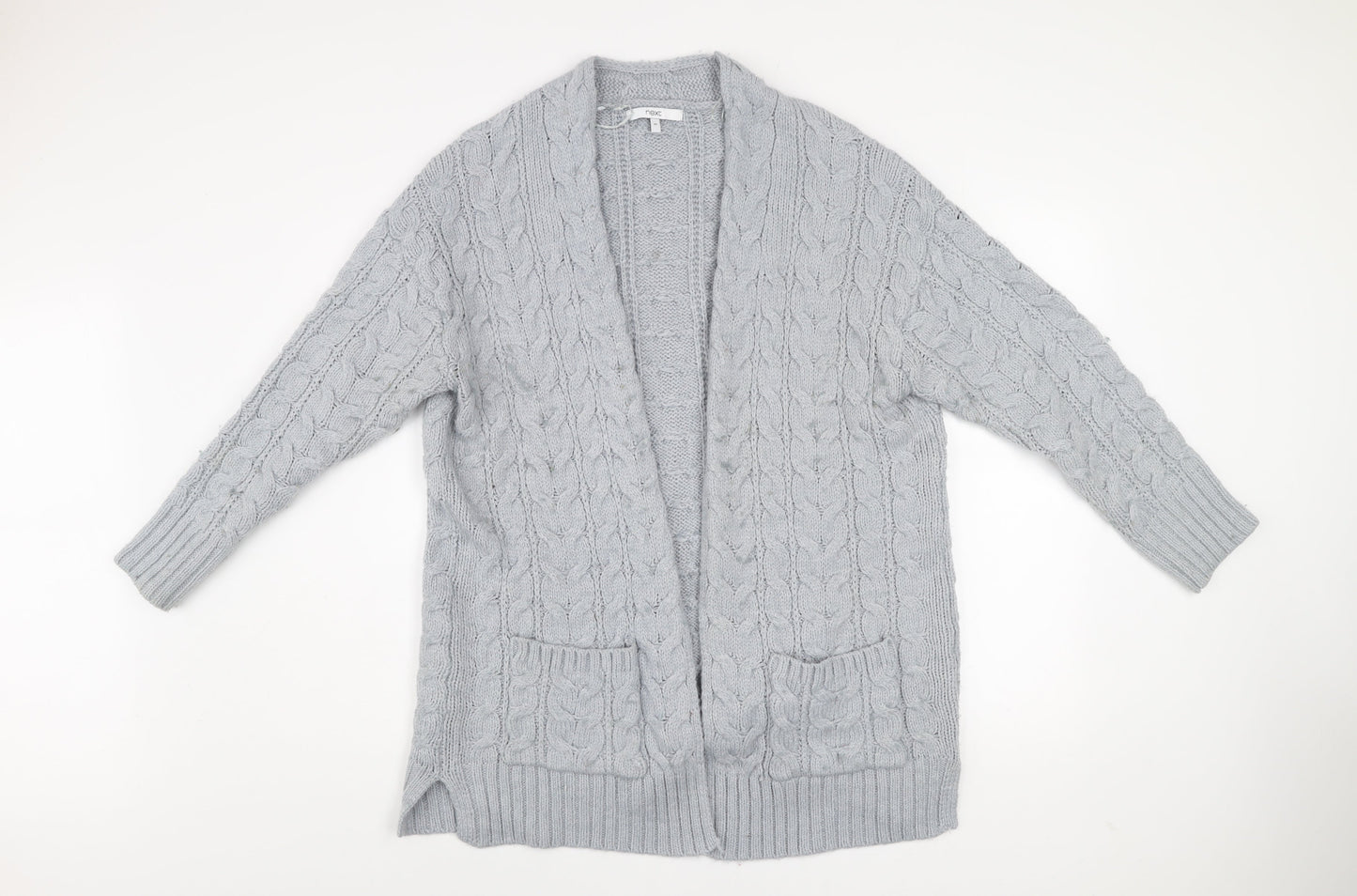 Next Women’s Grey Cable-Knit Open Cardigan Size 14