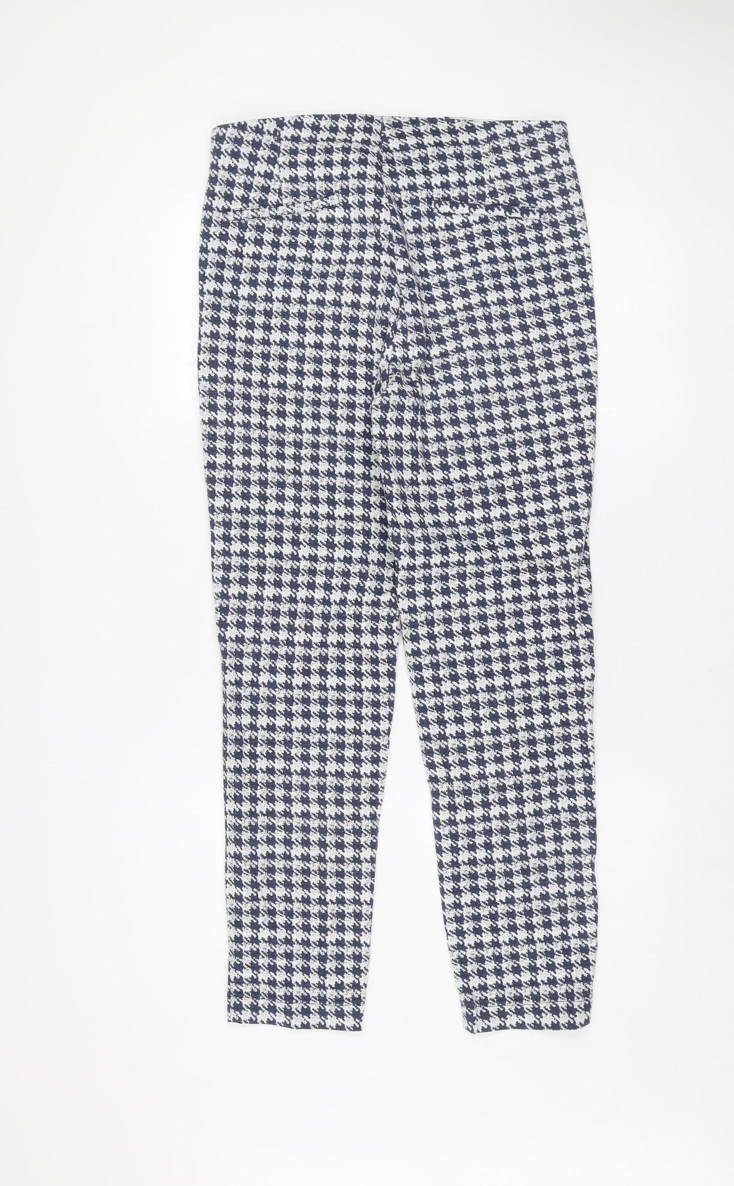 Gallery Women's Blue Check Tapered Trousers UK 14 Cotton Blend