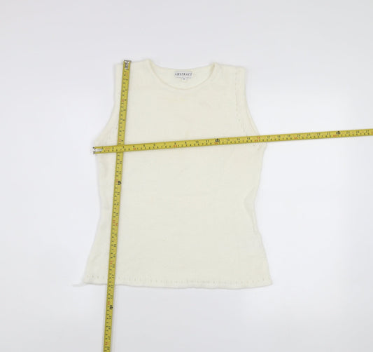 Abstract Women Ivory Sleeveless Knit Vest Jumper Size S
