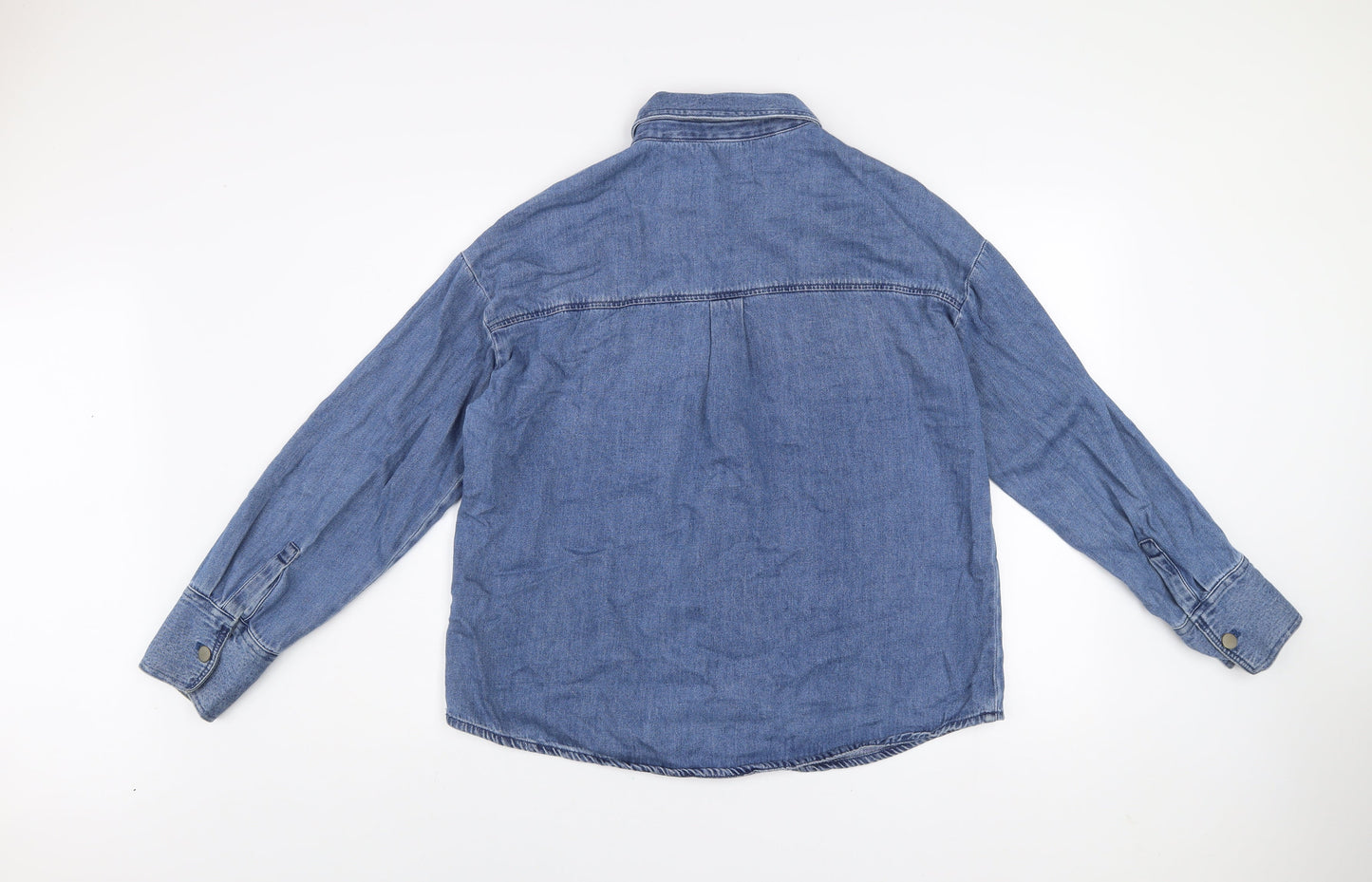 Dunnes Men Blue Denim Long Sleeve Button-Up Shirt Size L