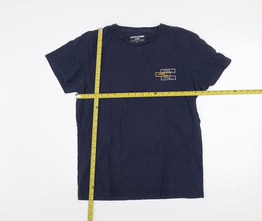 Mens UK Size L JACK & JONES Blue  Cotton T-Shirt