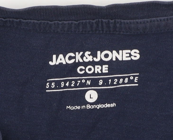 Mens UK Size L JACK & JONES Blue  Cotton T-Shirt