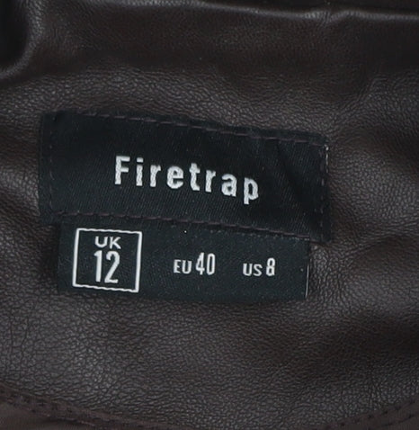Womens UK Size 12 Regular Firetrap Brown Polyurethane Jacket