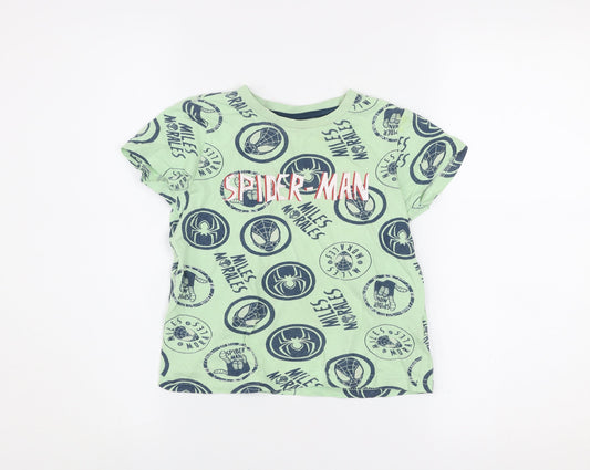 Marvel Boys Green Spider-Man Miles Morales T-Shirt 7 Years Short Sleeve