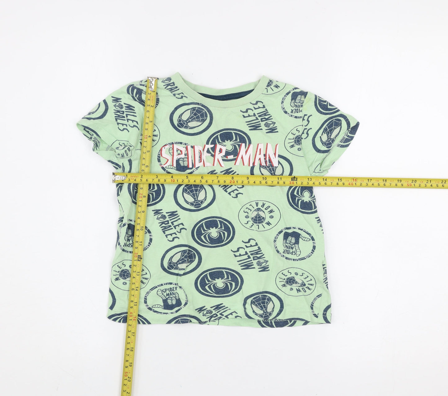 Marvel Boys Green Spider-Man Miles Morales T-Shirt 7 Years Short Sleeve