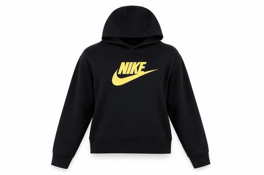 Nike Girls Black XL Hoodie Sweatshirt with Yellow Logo Cotton Blend