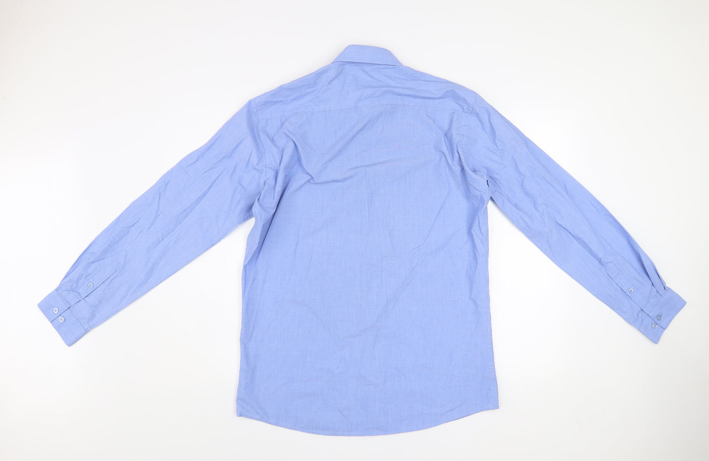 Dunnes Men's Blue Slim Fit Long Sleeve Button-Up Shirt Size 16