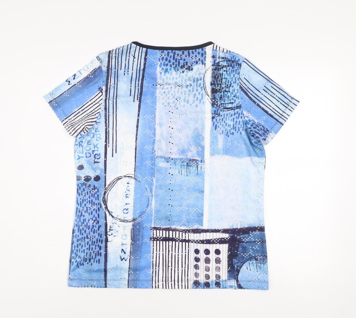 Kalisson Women’s Blue Abstract Print Jersey T-Shirt Size 14