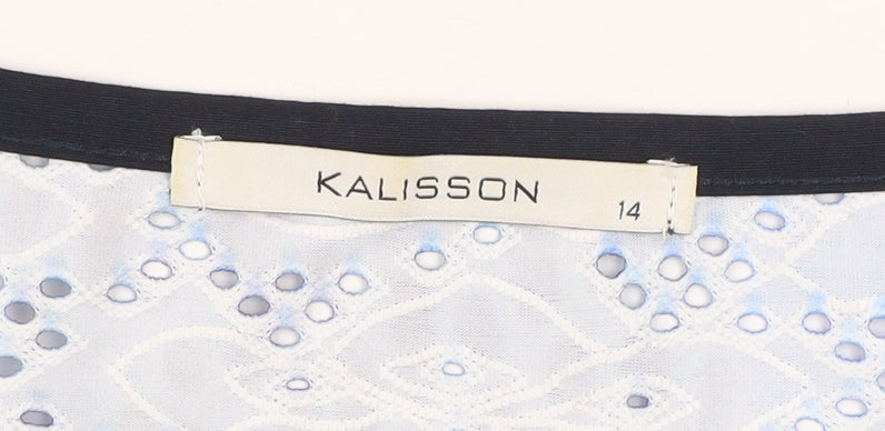 Kalisson Women’s Blue Abstract Print Jersey T-Shirt Size 14