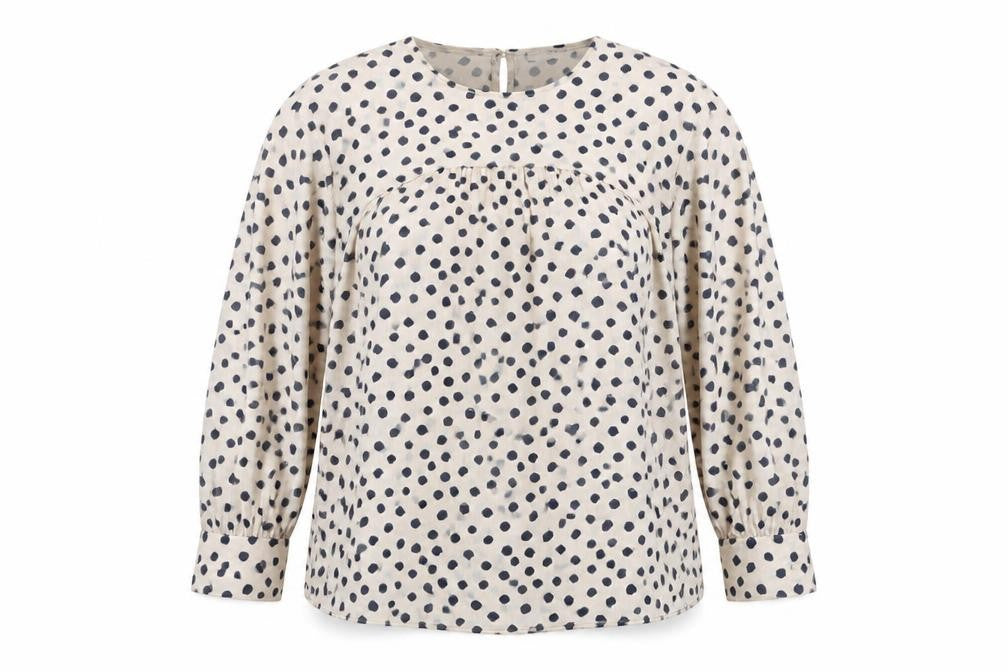 Gallery Womens Ivory Polka Dot Long Sleeve Tunic Blouse Size 16