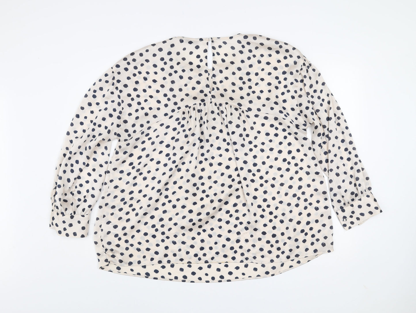 Gallery Womens Ivory Polka Dot Long Sleeve Tunic Blouse Size 16