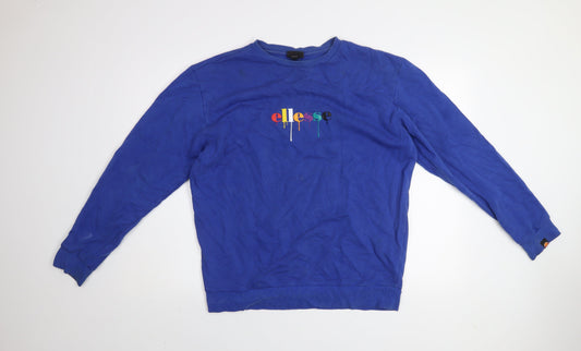 Ellesse Mens Blue Crew Neck Logo Sweatshirt Size M Pullover