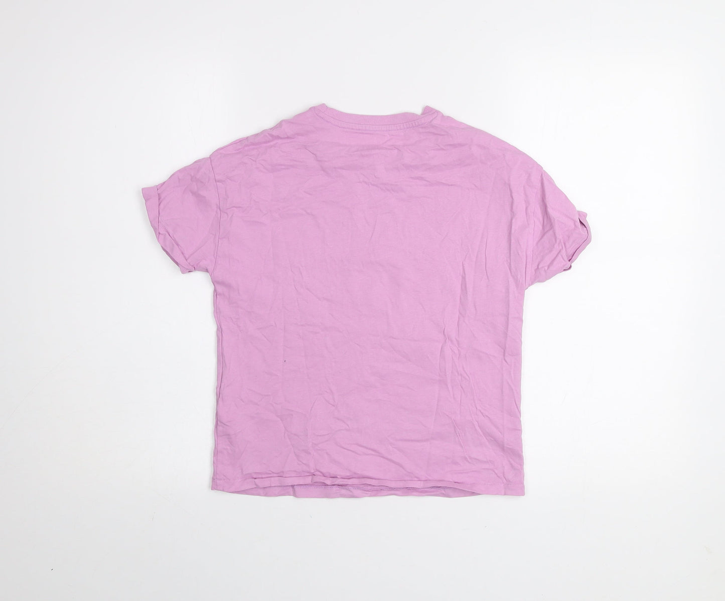 Marks and Spencer Girls Purple Graphic Print Cotton T-Shirt 10-11 Years