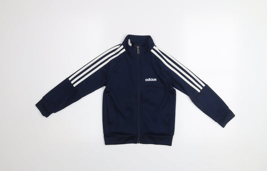 adidas Boys Blue 5-6 Years Track Jacket Full Zip Activewear Top
