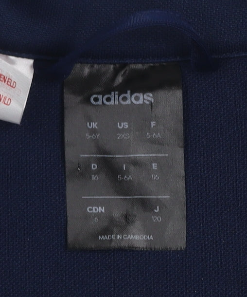 adidas Boys Blue 5-6 Years Track Jacket Full Zip Activewear Top