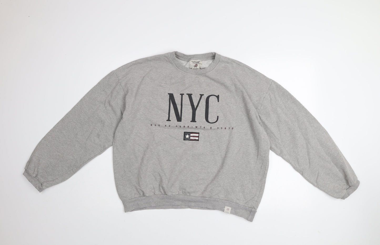 Pull & Bear Womens Grey NYC Pullover Sweatshirt Size 12 Medium