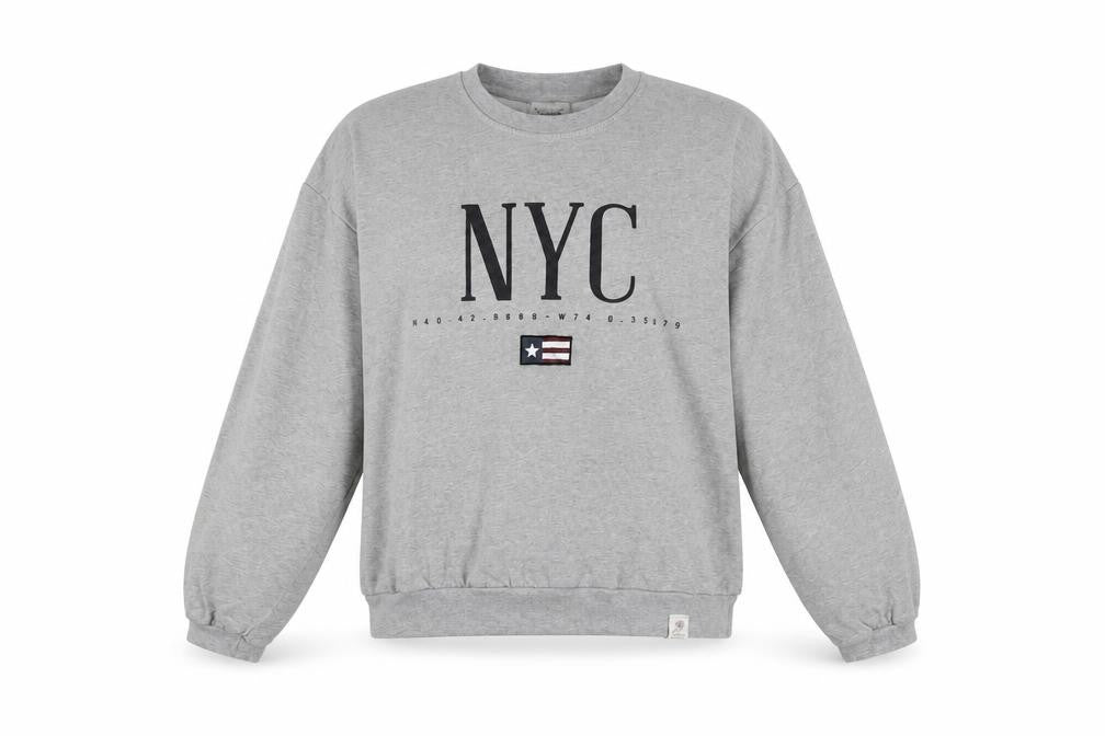 Pull & Bear Womens Grey NYC Pullover Sweatshirt Size 12 Medium