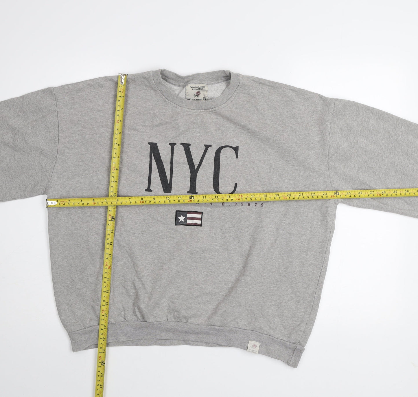 Pull & Bear Womens Grey NYC Pullover Sweatshirt Size 12 Medium