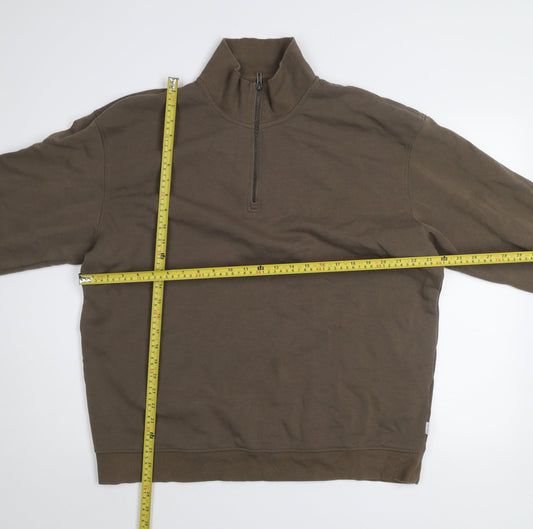 Mens UK 2XL Regular JACK & JONES Brown 1/2 Zip Sweatshirt