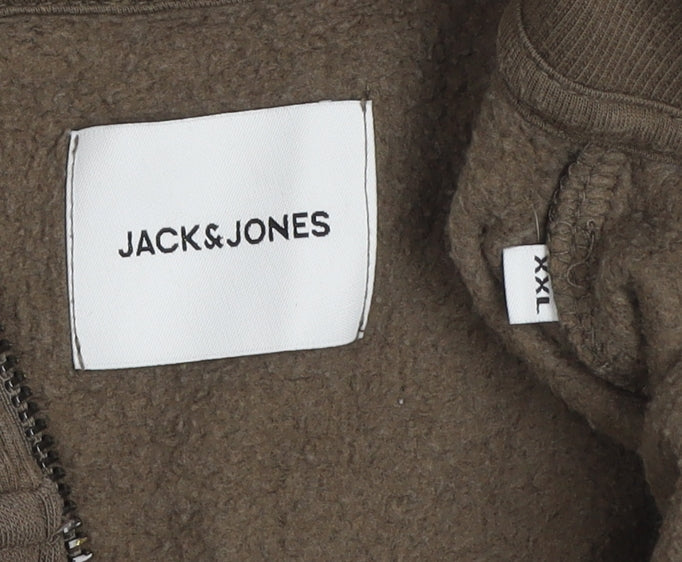 Mens UK 2XL Regular JACK & JONES Brown 1/2 Zip Sweatshirt