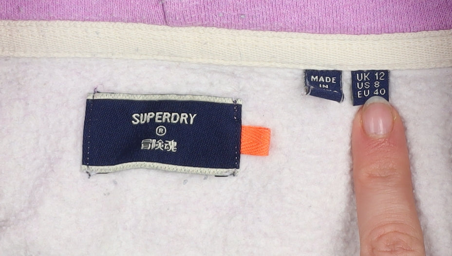 Superdry Women's Purple Hooded Full Zip Activewear Jacket Size 12