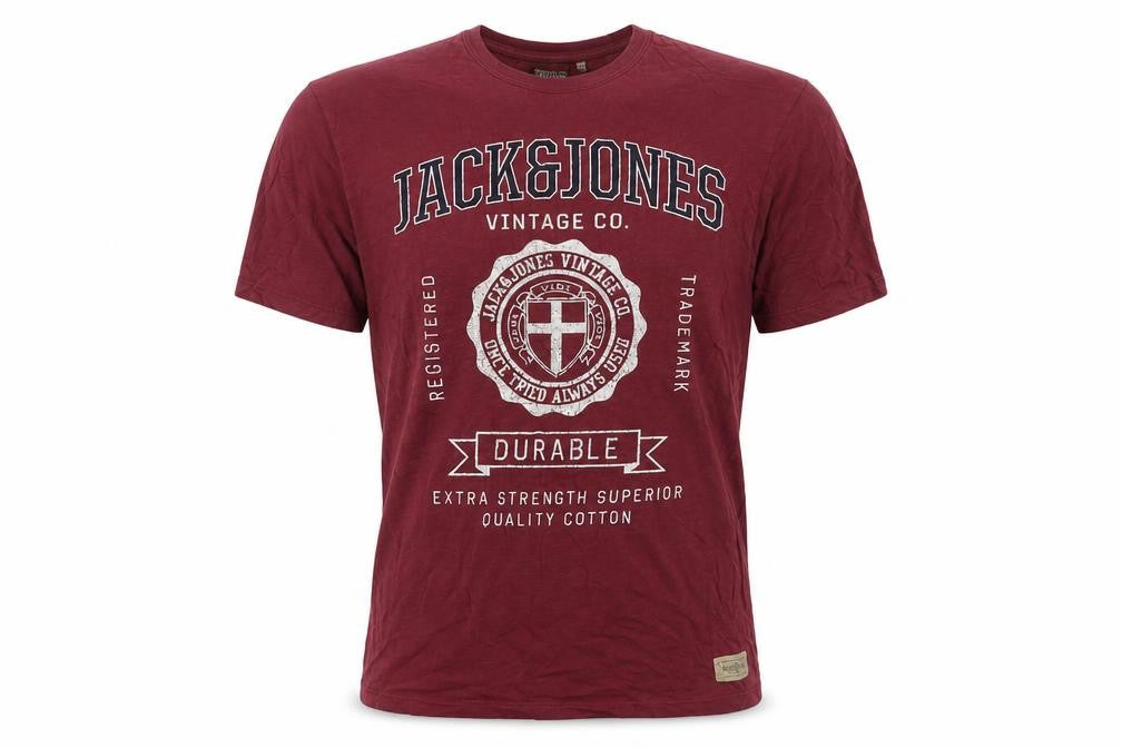 Mens UK Size XL JACK & JONES Red  Cotton T-Shirt