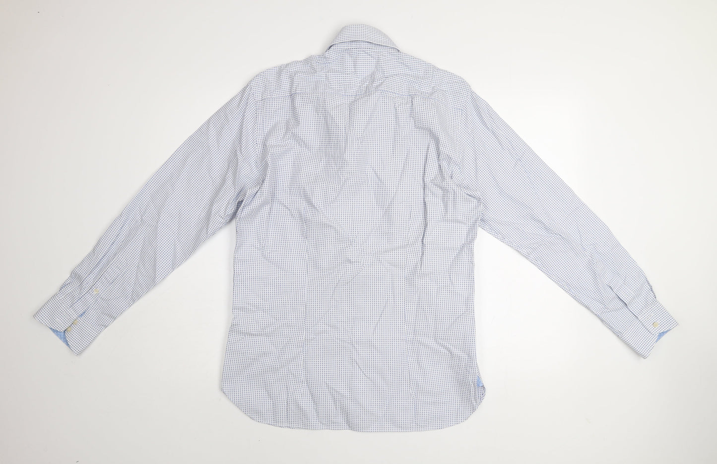 Ted Baker Men's Blue Check Cotton Long Sleeve Button-Up Shirt Size 16