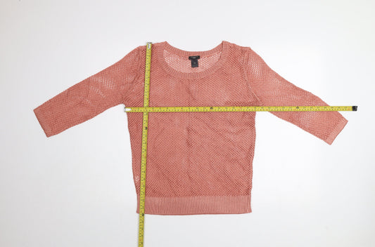 Ann Taylor Women’s Pink Open Knit 3/4 Sleeve Petite Jumper Size L