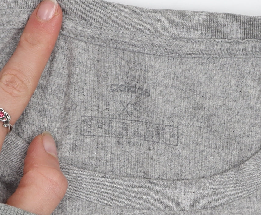 Womens UK Size XS adidas Grey Cotton Blend T-Shirt